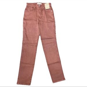 Madewell Stovepipe High Rise Fitted Full Length Jeans Brown NWT Womens 24